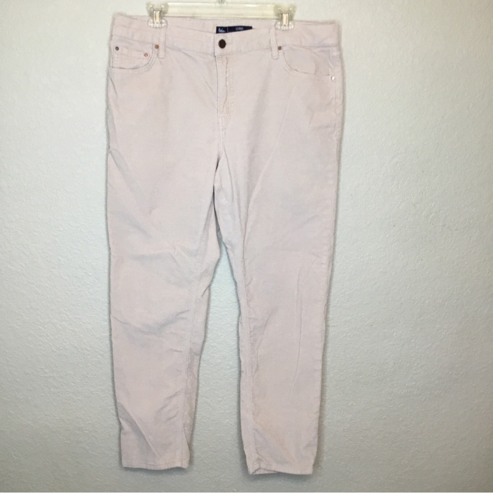 Boden Denim Cord Slim Straight Beige High Rise Corduroy Pants 14R 28.5” Inseam